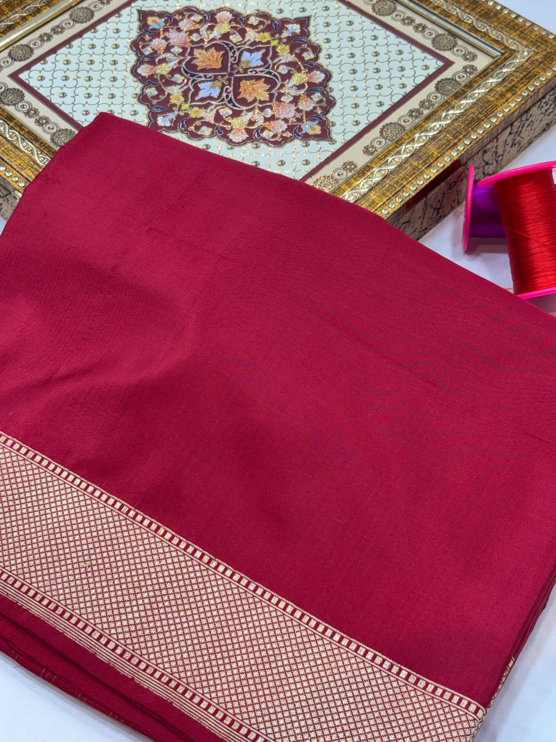 Red Shade Pure Katan Silk Handwoven Banarasi Saree