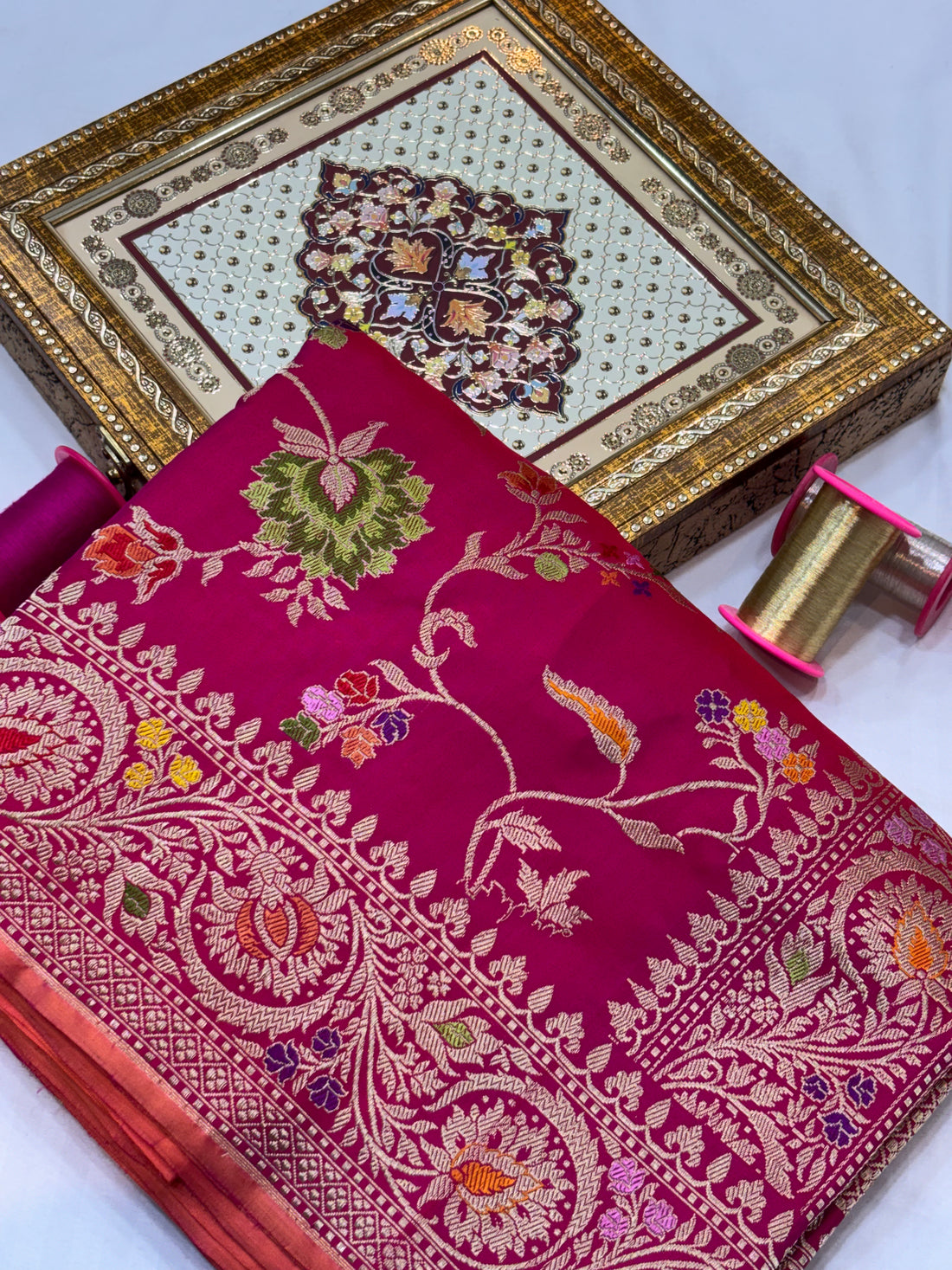 Pink Shade Pure Katan Silk Handwoven Banarasi Saree