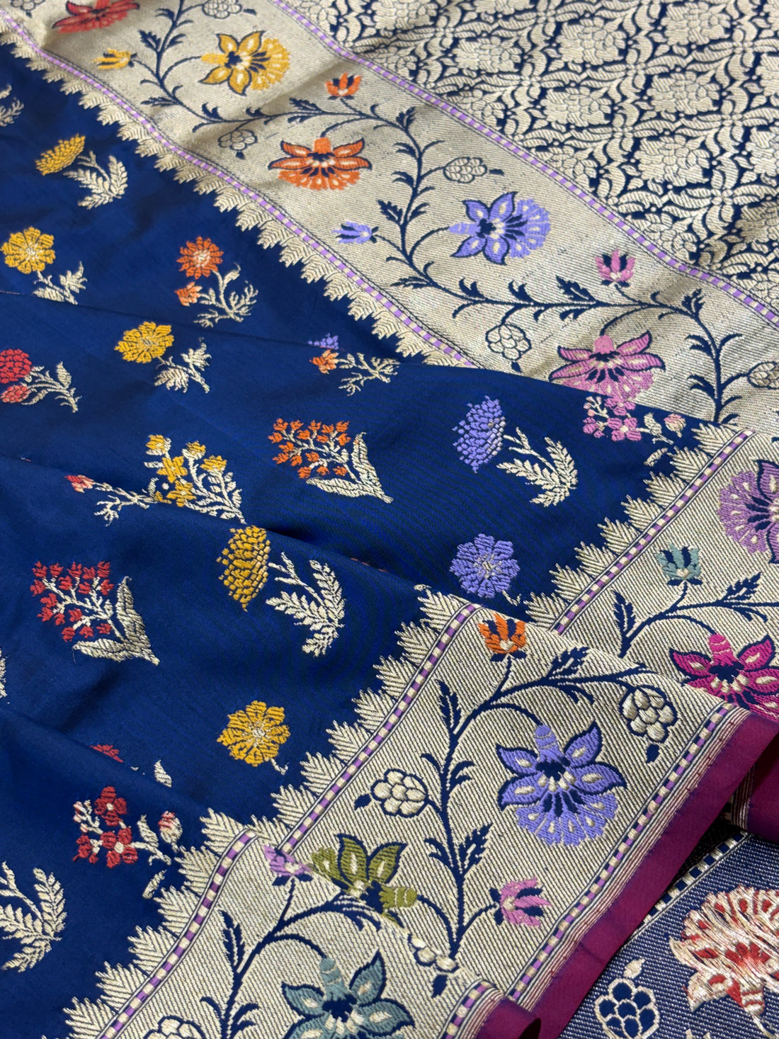 Handwoven Royal Blue Meenakari Banarasi Pure Katan Silk Saree