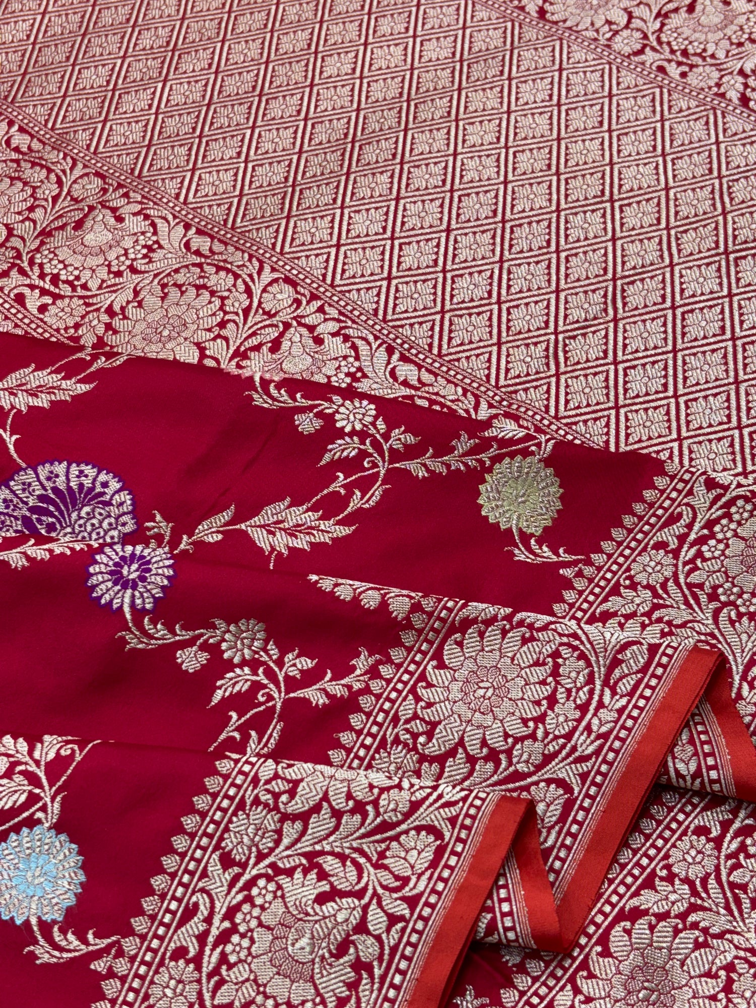 Maroon Red Jaal Pure Katan Silk Handwoven Banarasi Saree