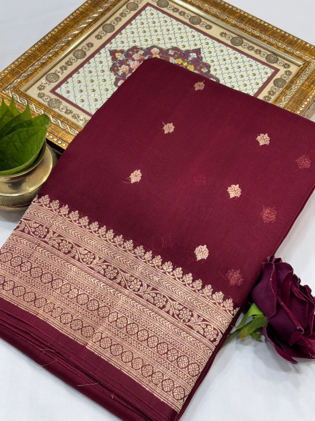 Red Shade Pure Kora Silk Handwoven Banarasi Saree