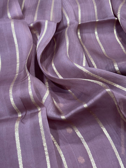 Dark Coffee Shade Pure Kora Silk Handwoven Banarasi Saree