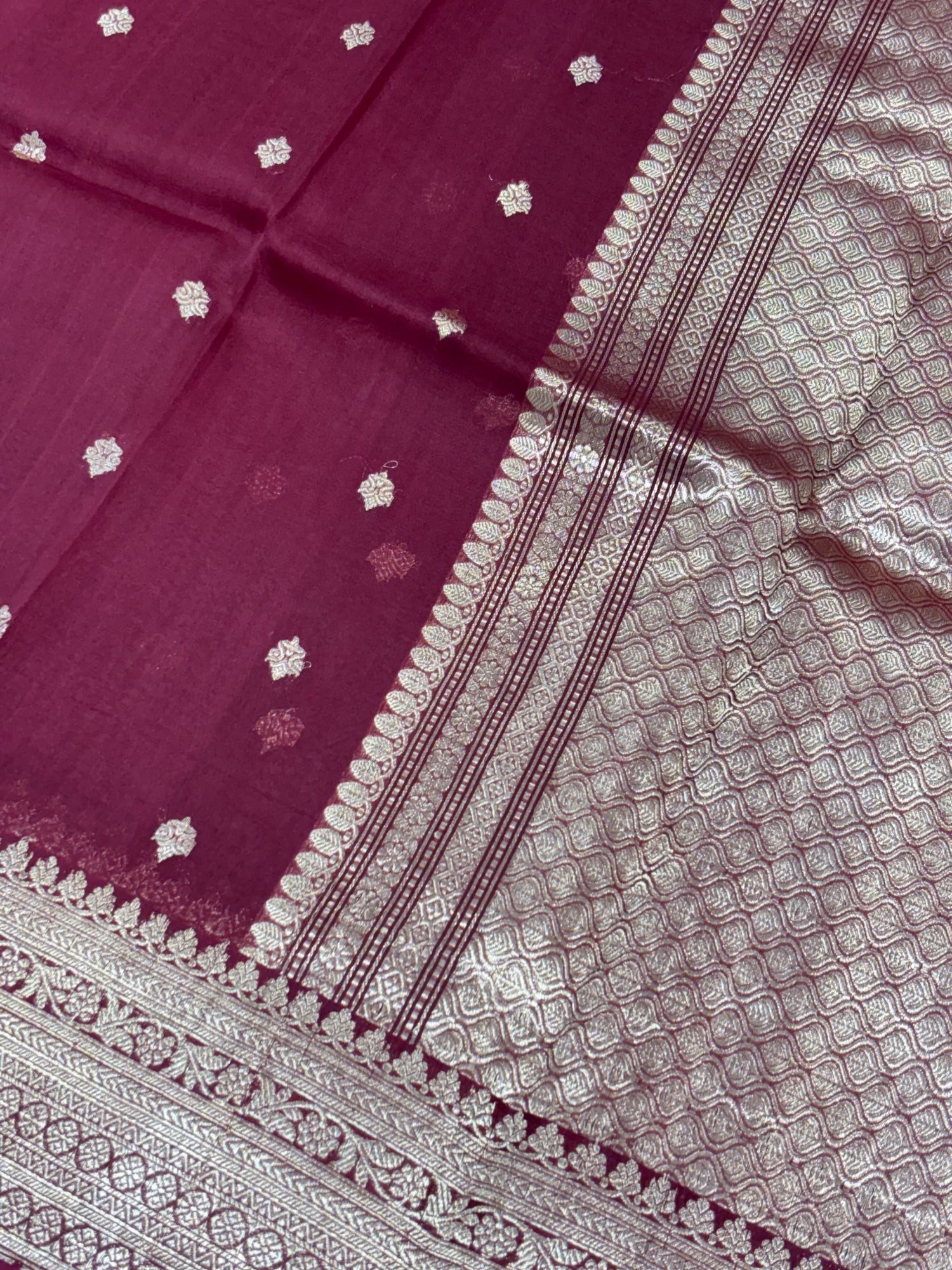 Red Shade Pure Kora Silk Handwoven Banarasi Saree