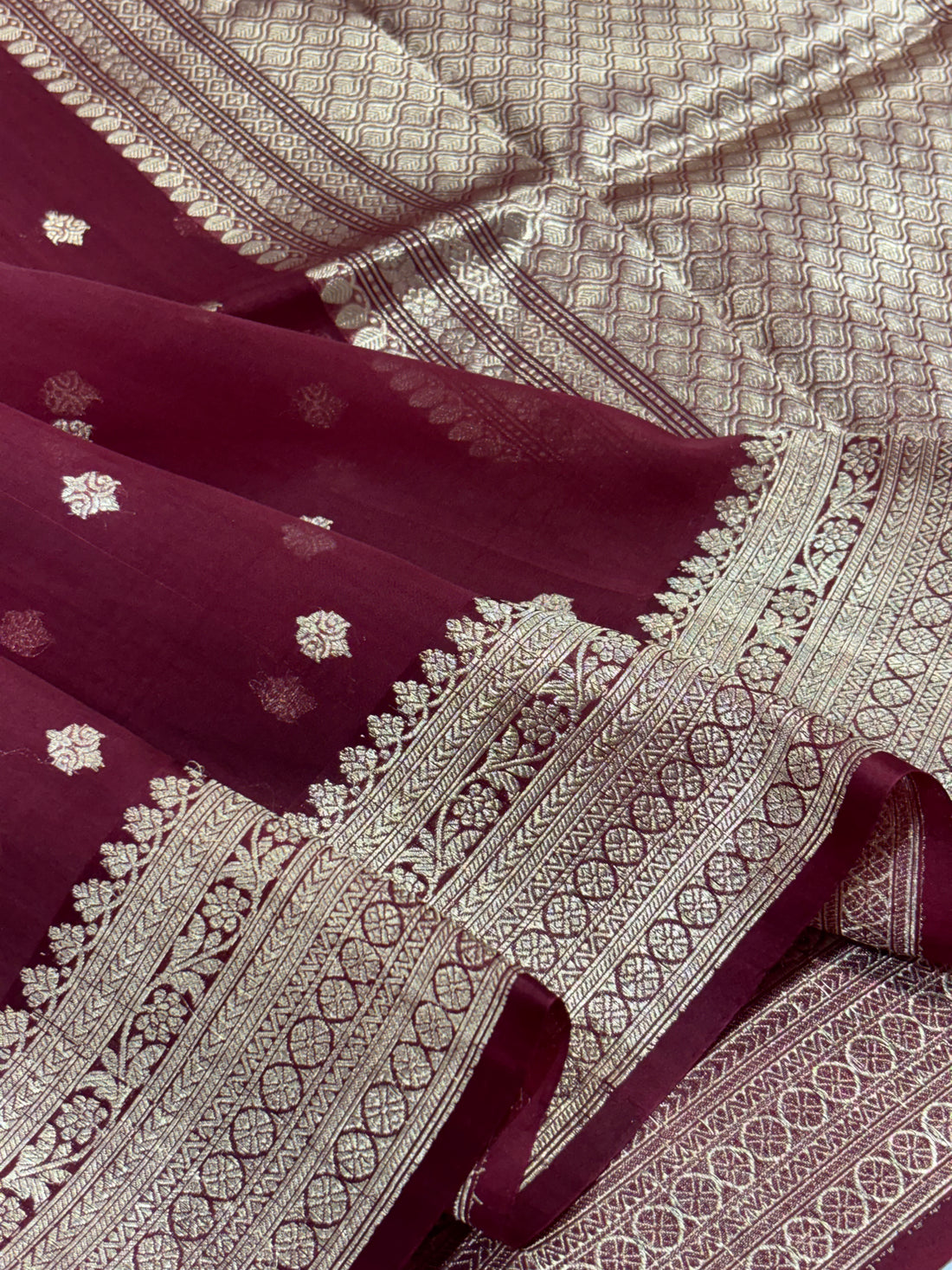 Red Shade Pure Kora Silk Handwoven Banarasi Saree