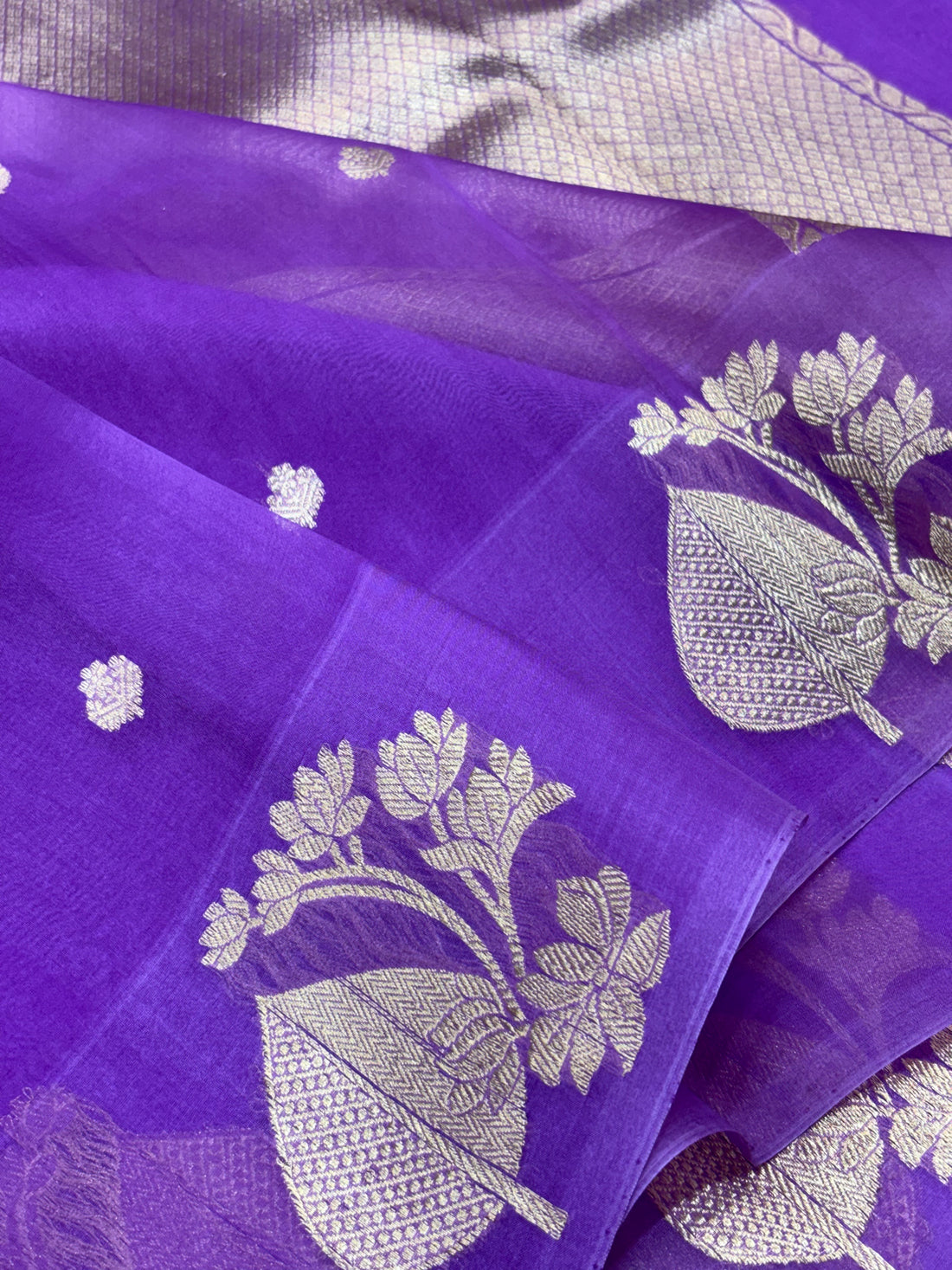Purple Shade Pure Kora Silk Handwoven Banarasi Saree