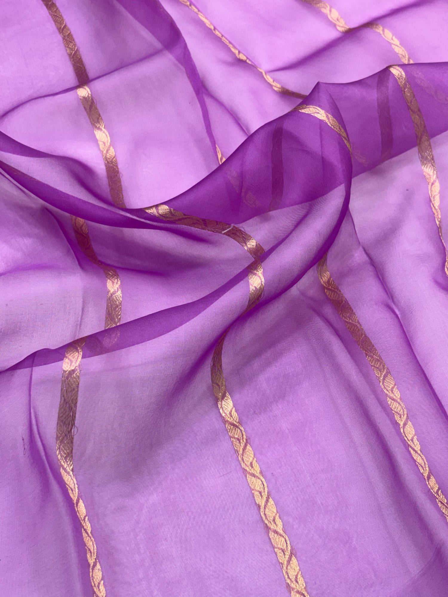Purple Shade Pure Kora Silk Handwoven Banarasi Saree