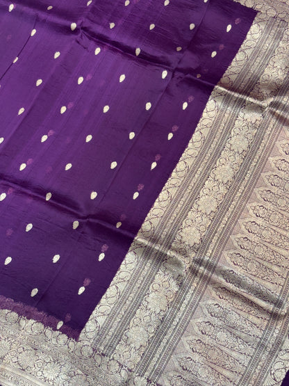 Violet Shade Pure Kora Silk Handwoven Banarasi Saree