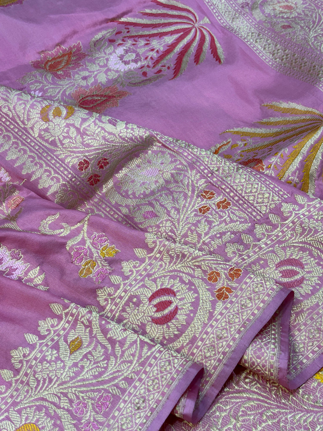 Pink Shade Pure Katan Silk Handwoven Banarasi Saree