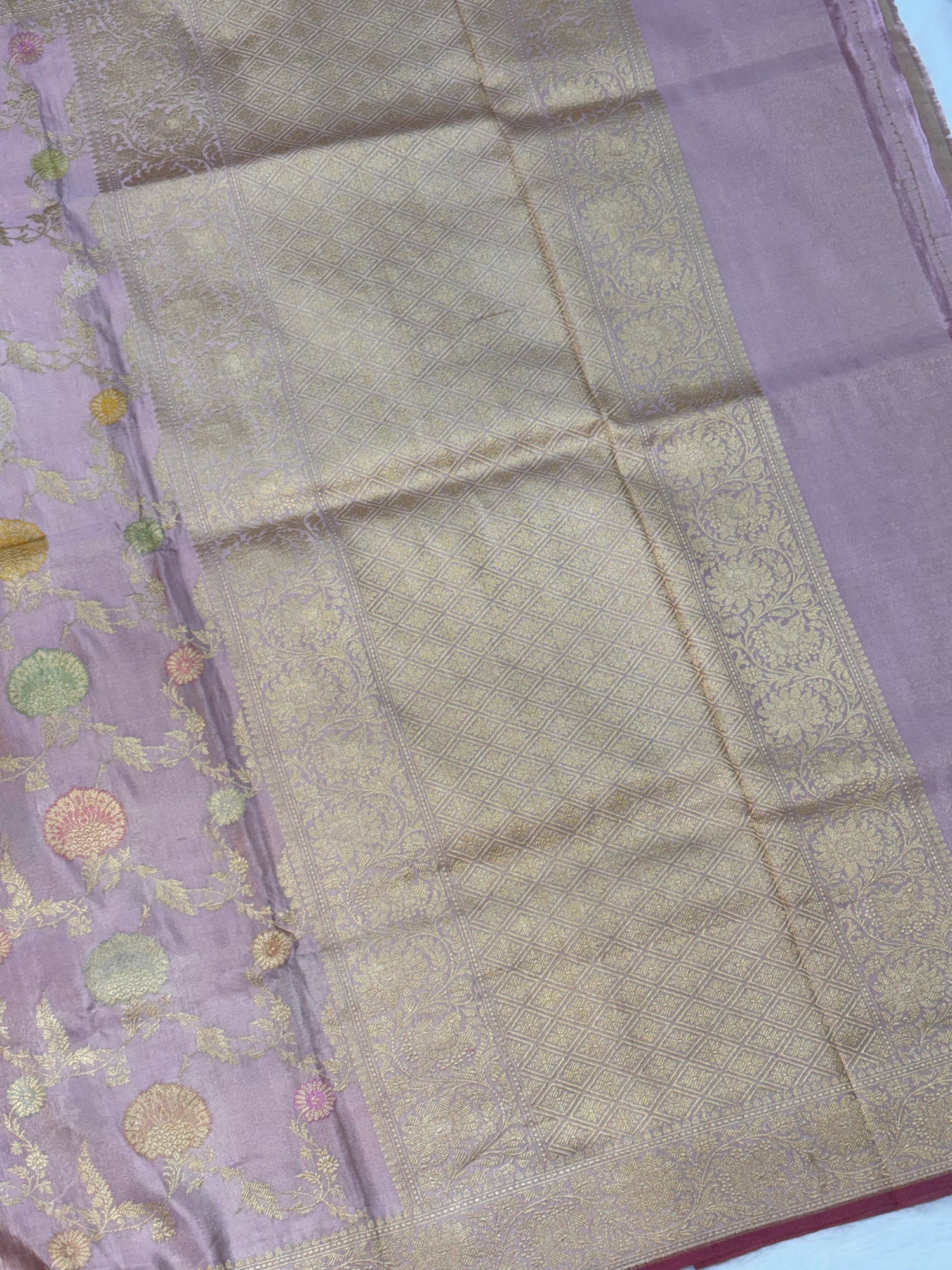 Light Violet Pure Tissue Silk Handwoven Banarasi Saree