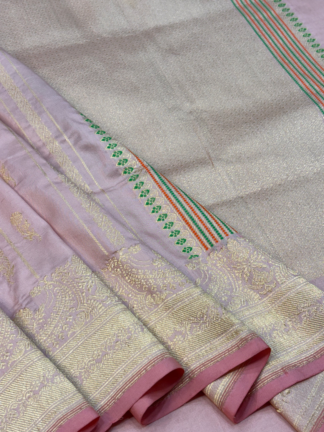 Dusty Rose Pure Katan Silk Handwoven Banarasi Saree