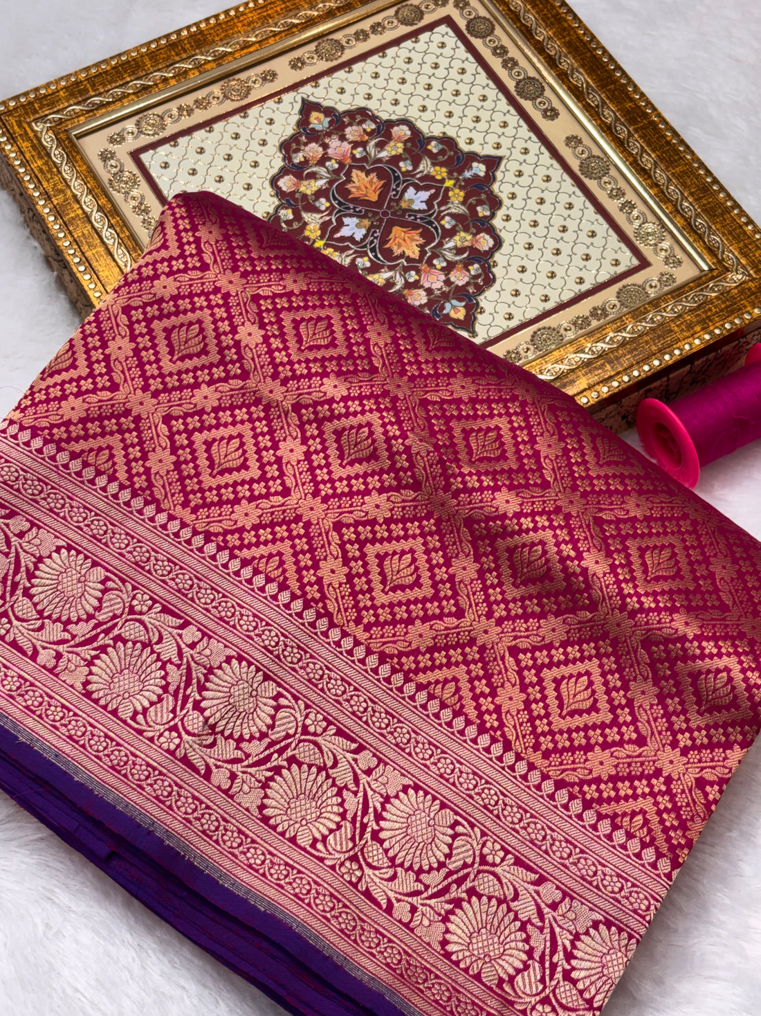 Deep Red Pure Katan Silk Handwoven Banarasi Saree