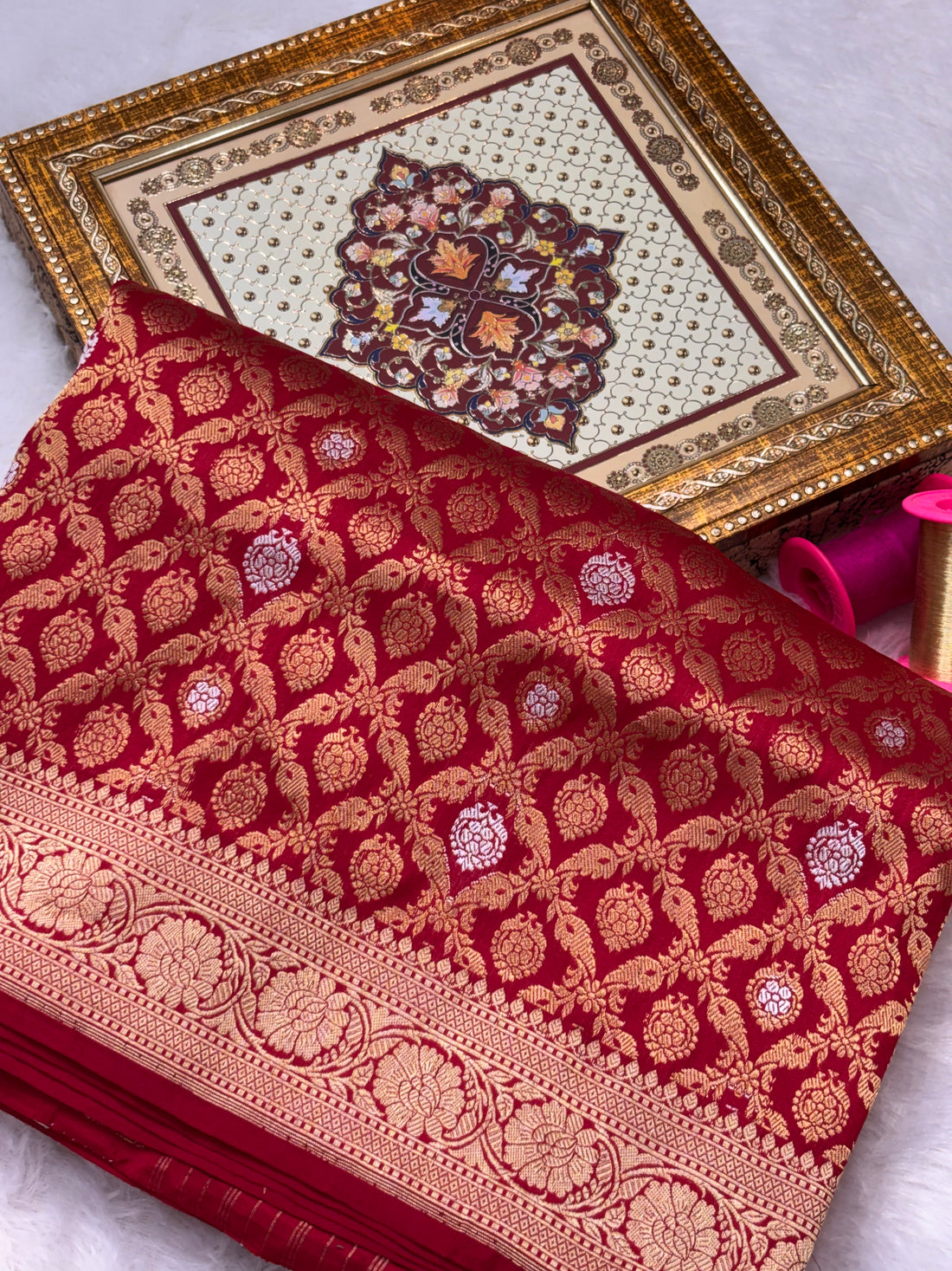 Hot Pink Pure Katan Silk Handwoven Banarasi Saree