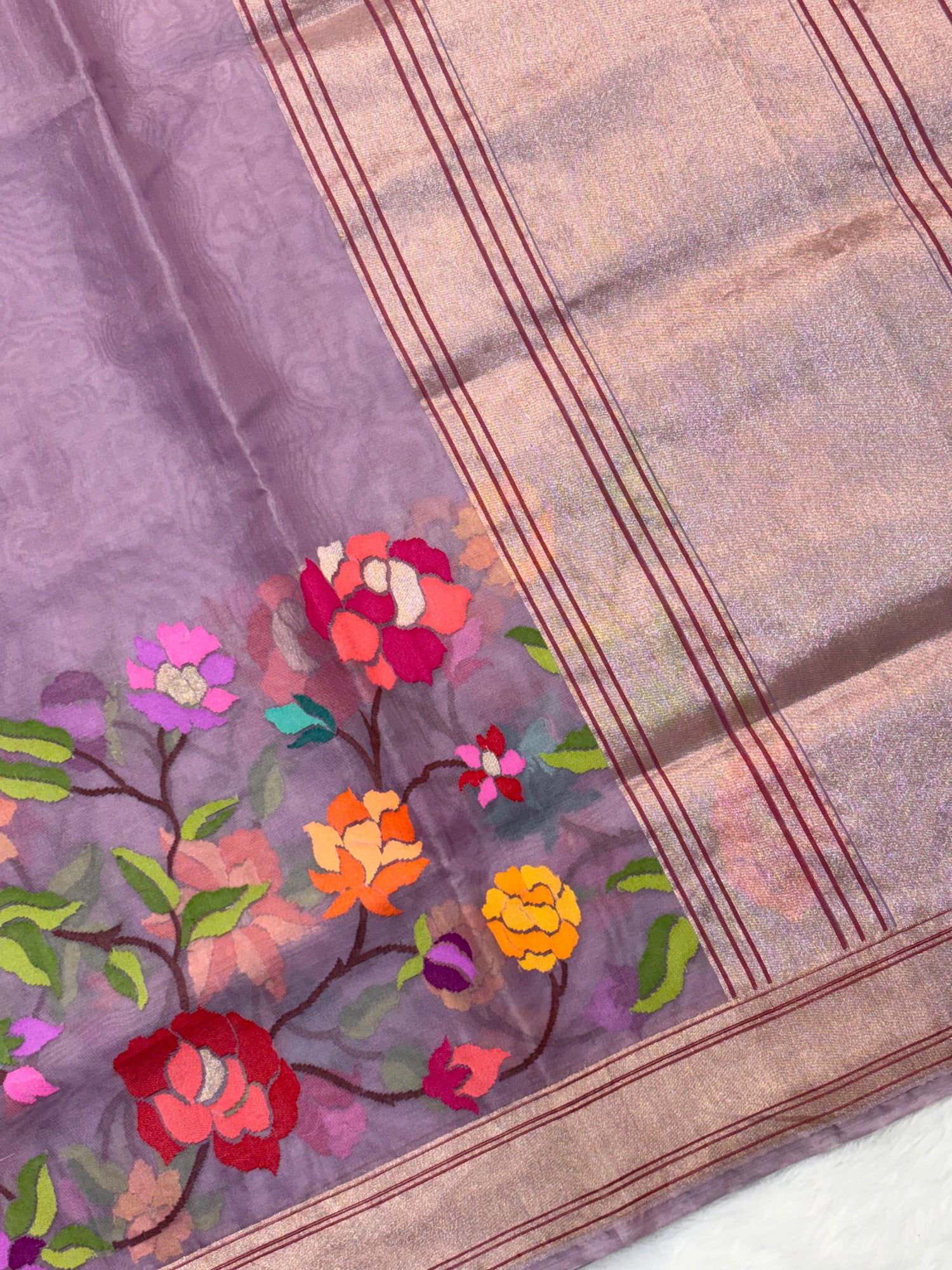 Light Lavender Pure Organza Ektara Silk Handwoven Banarasi Saree