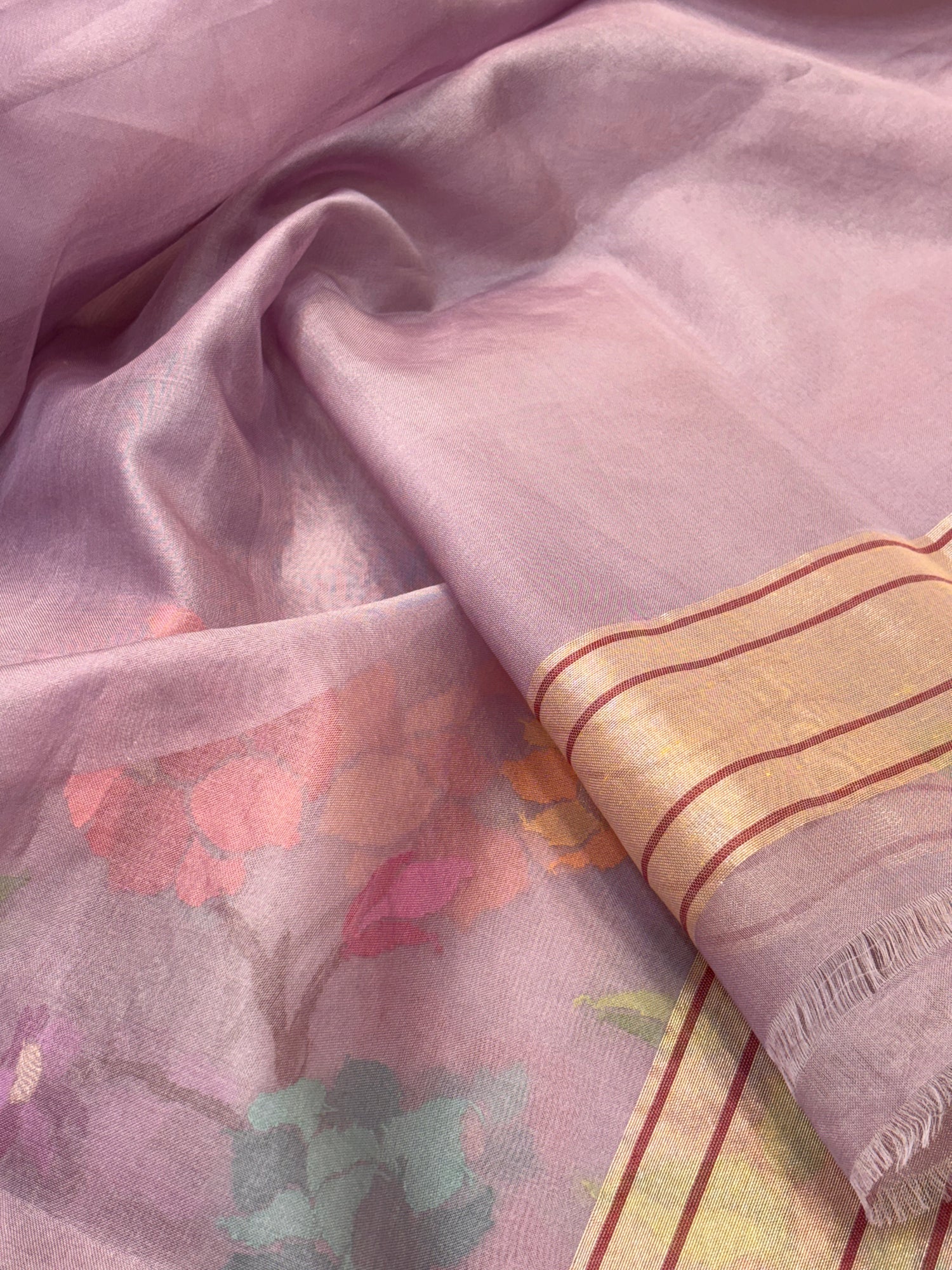 Light Lavender Pure Organza Ektara Silk Handwoven Banarasi Saree