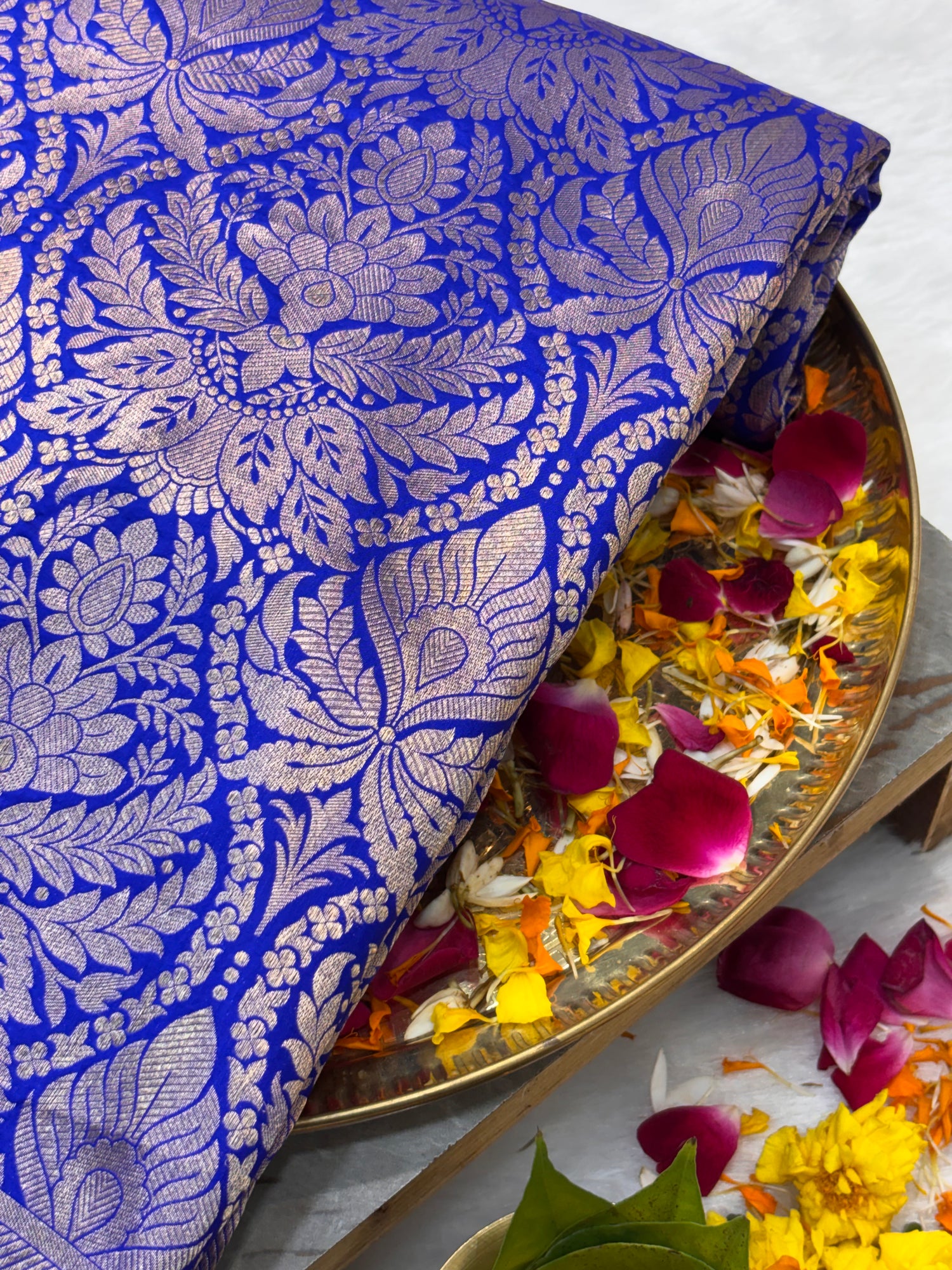 Luxury Blue Pure Katan Silk Vintage Traditional Gold Zari Brocade Banarasi Saree
