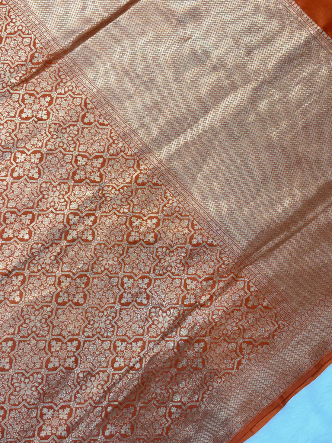 Royal Orange Pure Katan Silk Traditional Brocade Handwoven Banarasi Saree