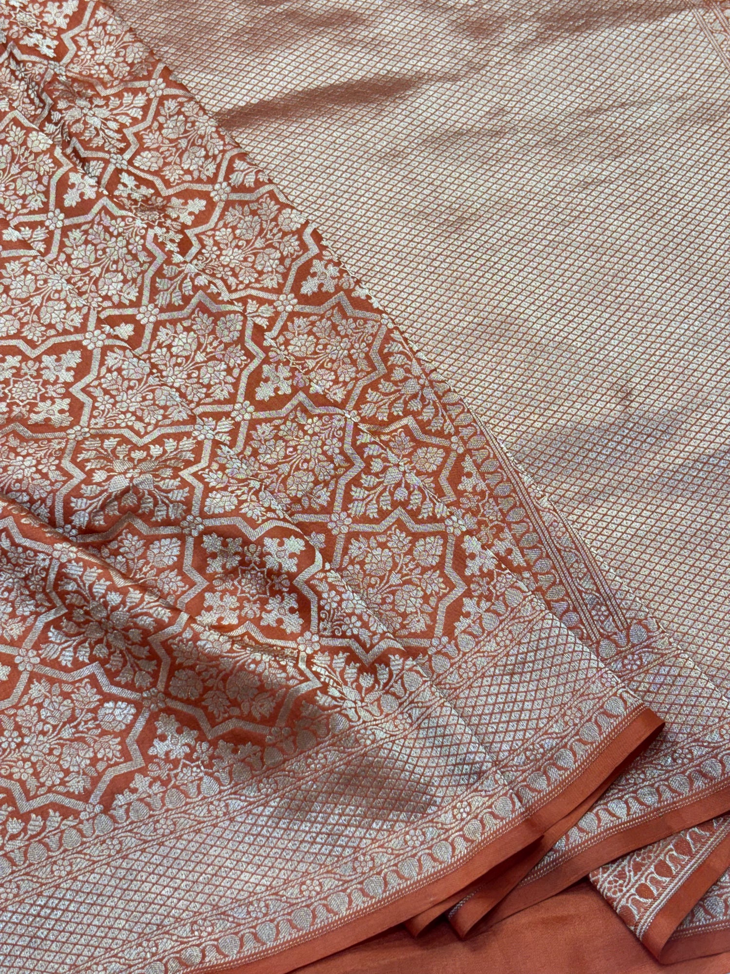 Royal Orange Pure Katan Silk Traditional Brocade Handwoven Banarasi Saree