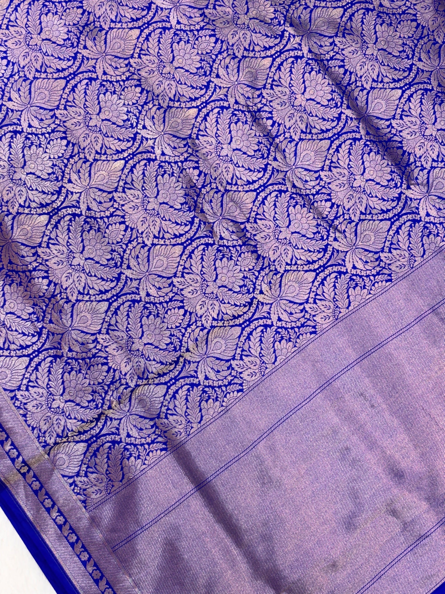 Luxury Blue Pure Katan Silk Vintage Traditional Gold Zari Brocade Banarasi Saree
