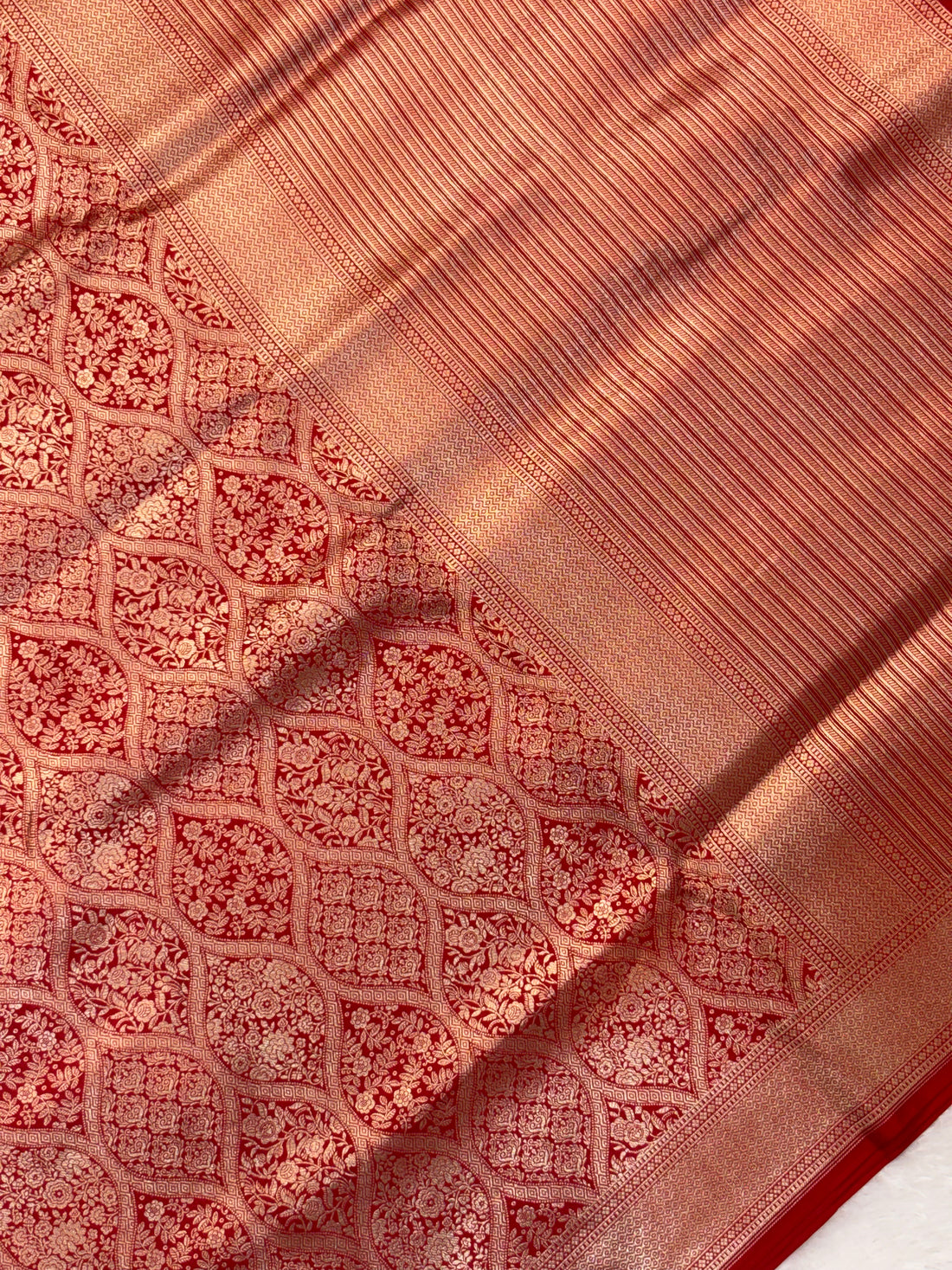 Rani Red Pure Katan Silk Vintage Gold Zari Brocade Banarasi Saree