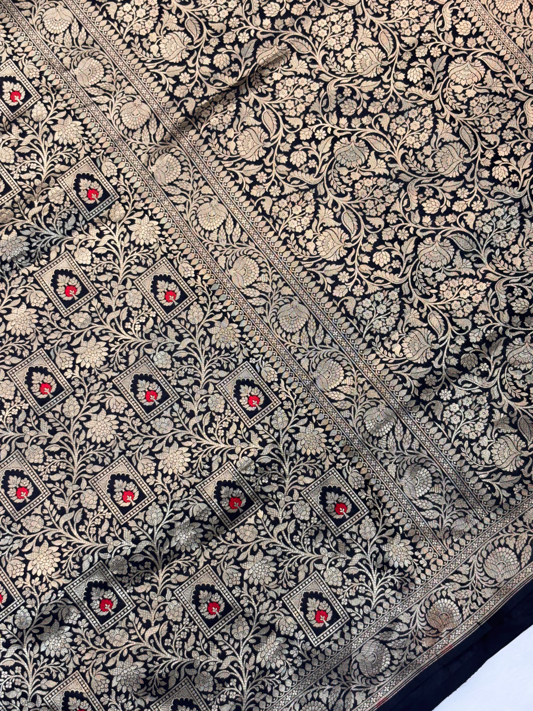Charcoal Color Pure Katan Silk Traditional Minakari Brocade Saree