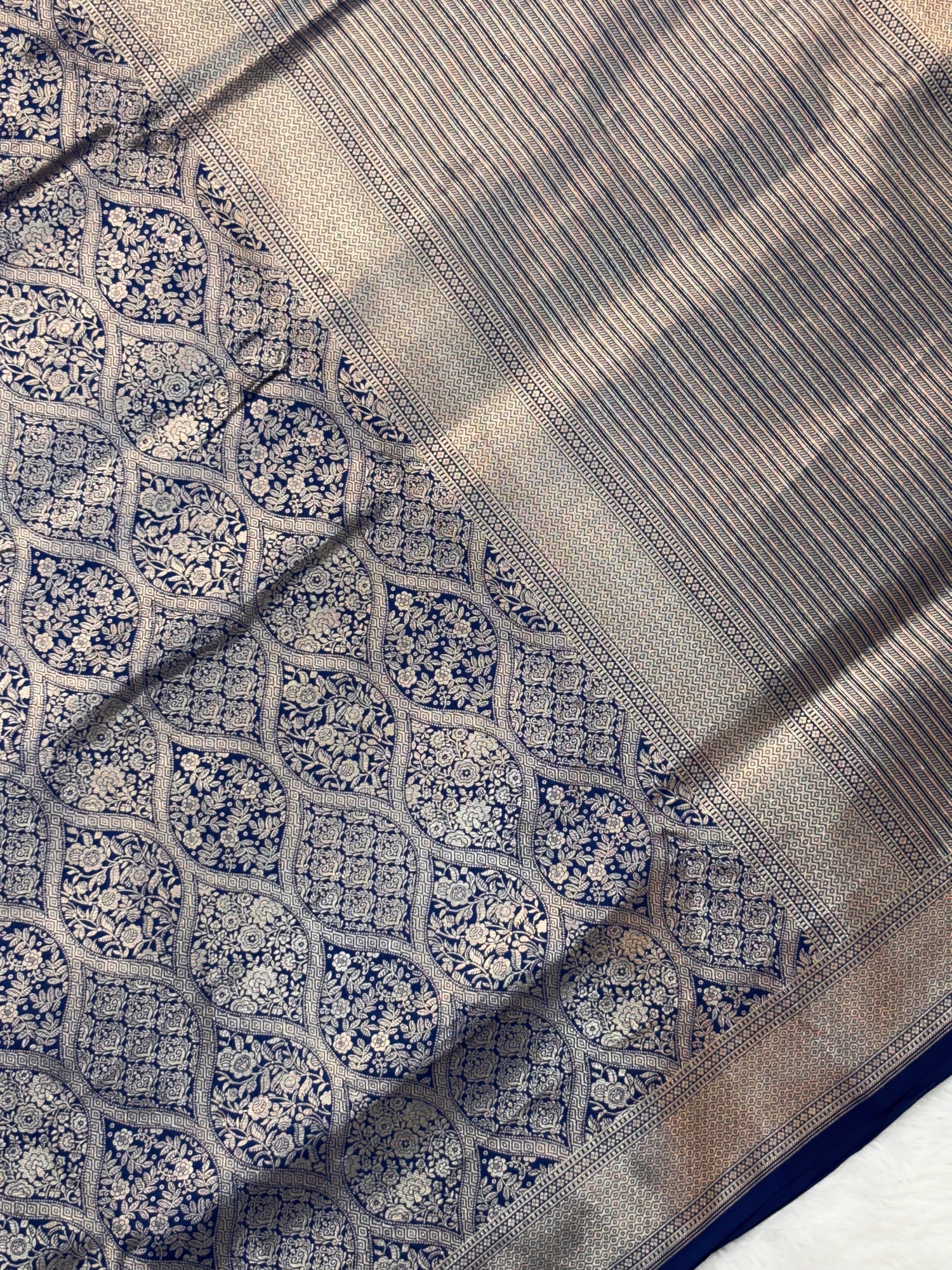 Royal Blue Pure Katan Silk Gold Zari Brocade Banarasi Saree