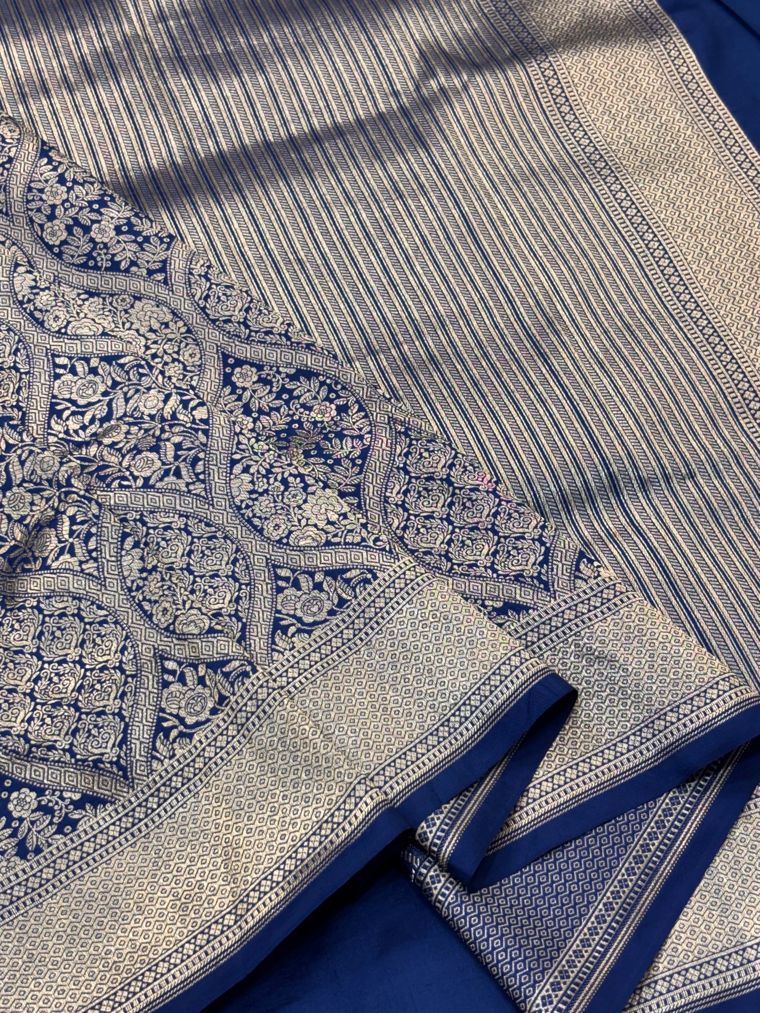 Royal Blue Pure Katan Silk Gold Zari Brocade Banarasi Saree