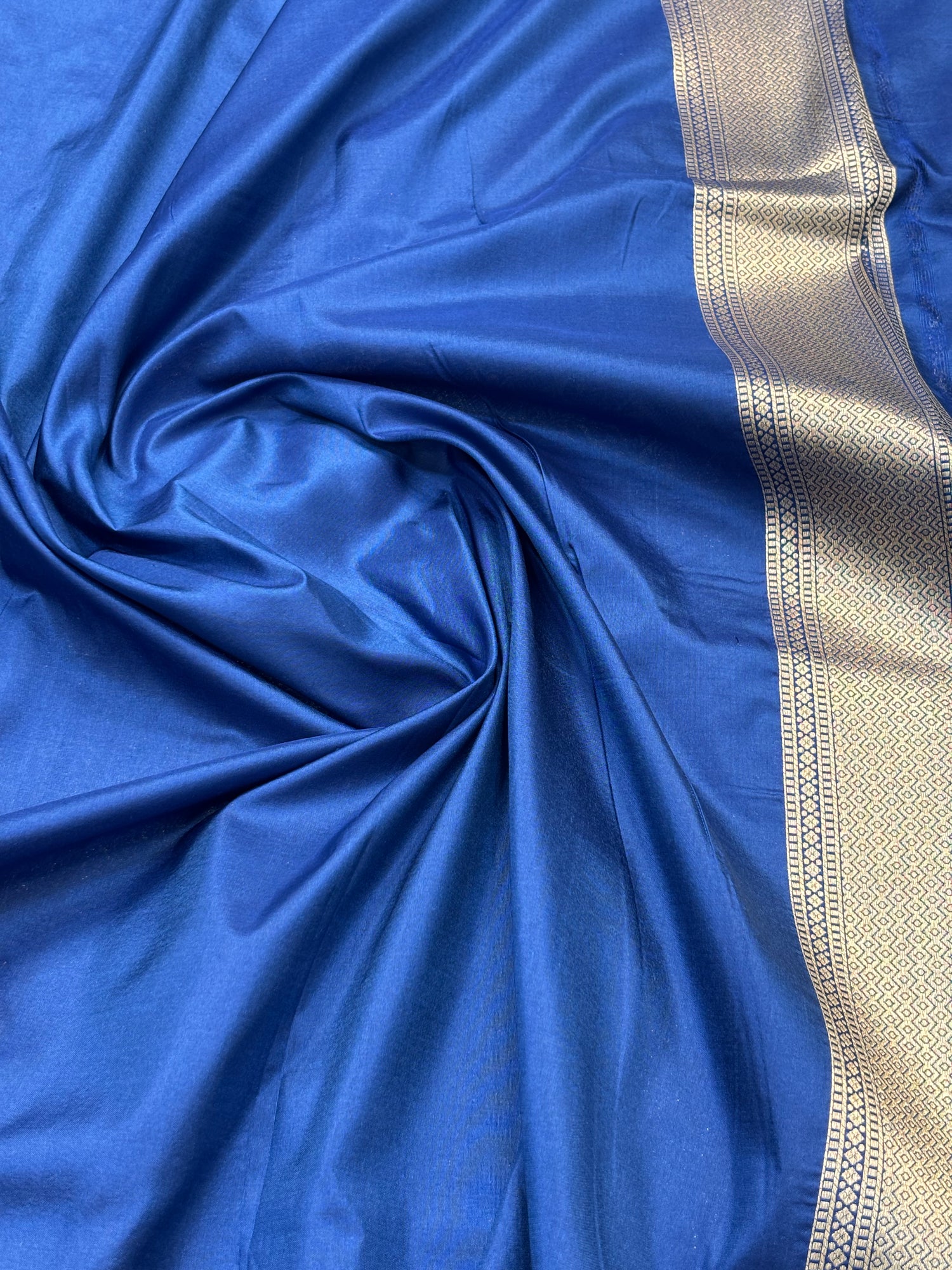 Royal Blue Pure Katan Silk Gold Zari Brocade Banarasi Saree