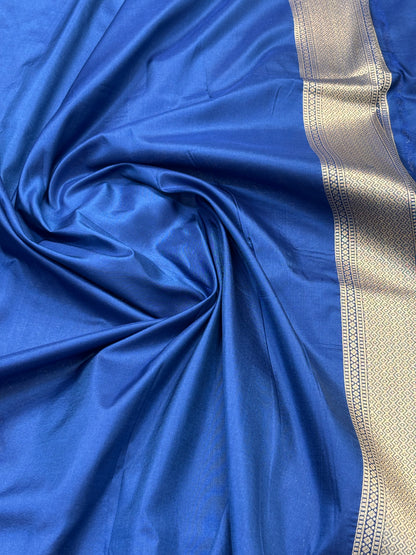 Royal Blue Pure Katan Silk Gold Zari Brocade Banarasi Saree
