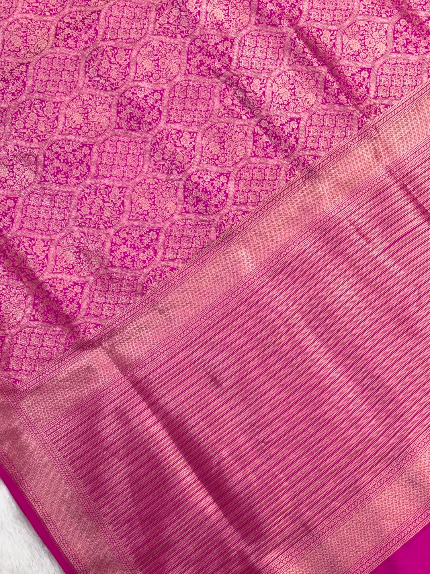 Luxury Pink Pure Katan Silk Gold Zari Work Brocade Saree