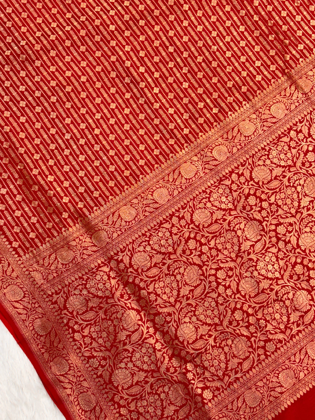 Royal Red Pure Katan Silk Traditional Gold &amp; Silver Zari Handwoven Banarasi Saree
