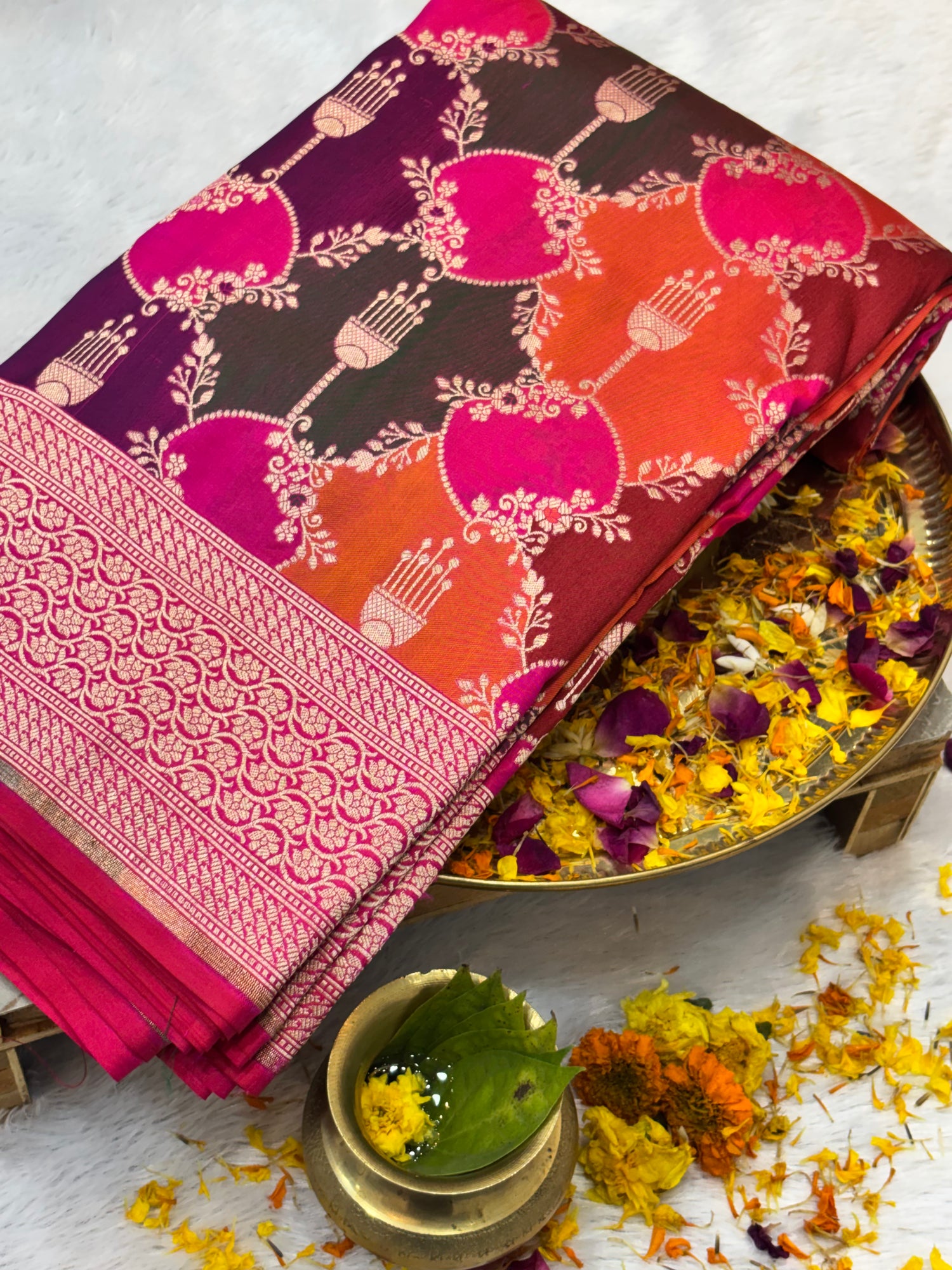 Luxury Rangkat Pure Katan Silk Handwoven Banarasi Saree