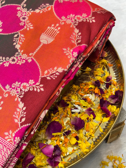 Luxury Rangkat Pure Katan Silk Handwoven Banarasi Saree