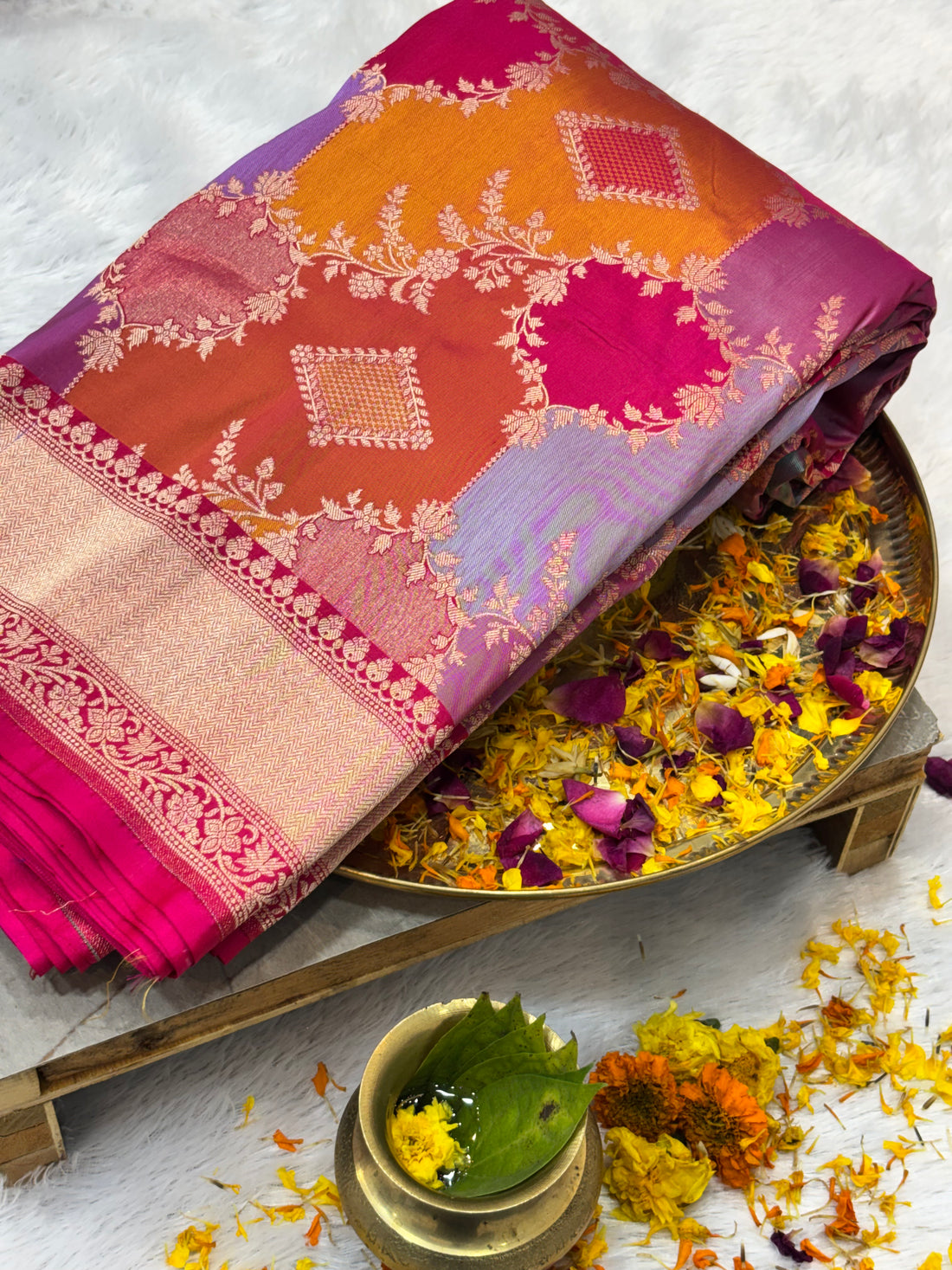 Luxury Rangkat Pure Katan Silk Handwoven Banarasi Saree