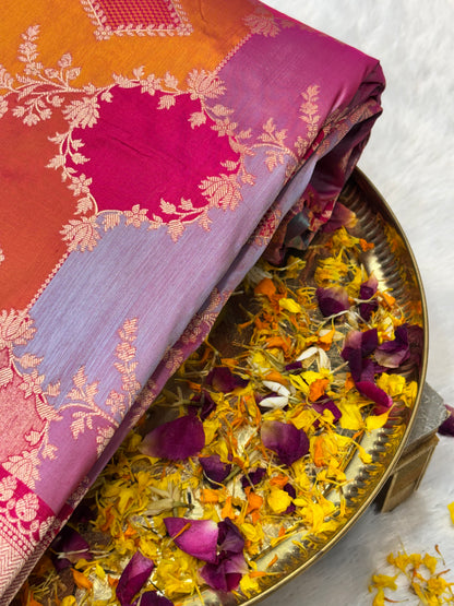 Luxury Rangkat Pure Katan Silk Handwoven Banarasi Saree