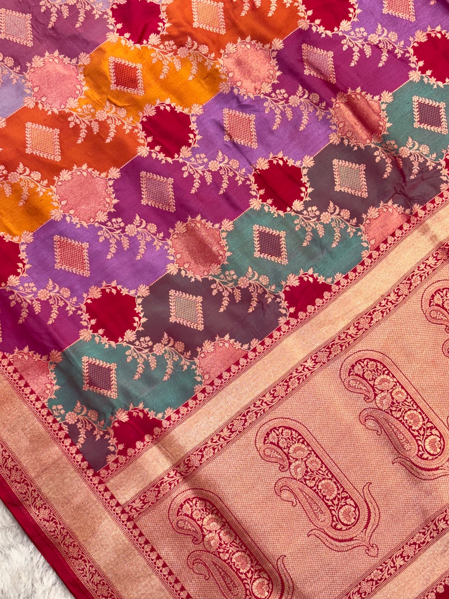 Luxury Rangkat Pure Katan Silk Handwoven Banarasi Saree