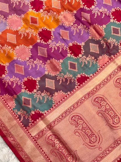 Luxury Rangkat Pure Katan Silk Handwoven Banarasi Saree
