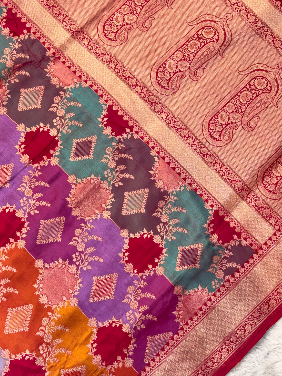 Luxury Rangkat Pure Katan Silk Handwoven Banarasi Saree