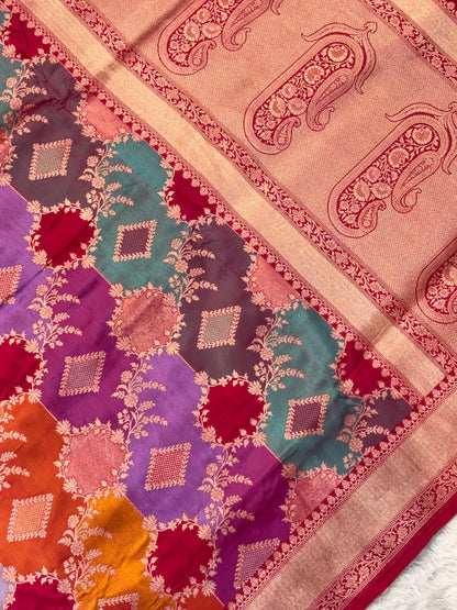 Luxury Rangkat Pure Katan Silk Handwoven Banarasi Saree