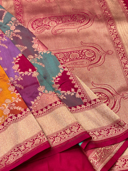 Luxury Rangkat Pure Katan Silk Handwoven Banarasi Saree