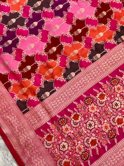 Luxury Rangkat Pure Katan Silk Handwoven Banarasi Saree