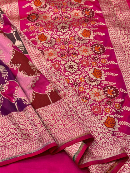 Luxury Rangkat Pure Katan Silk Handwoven Banarasi Saree