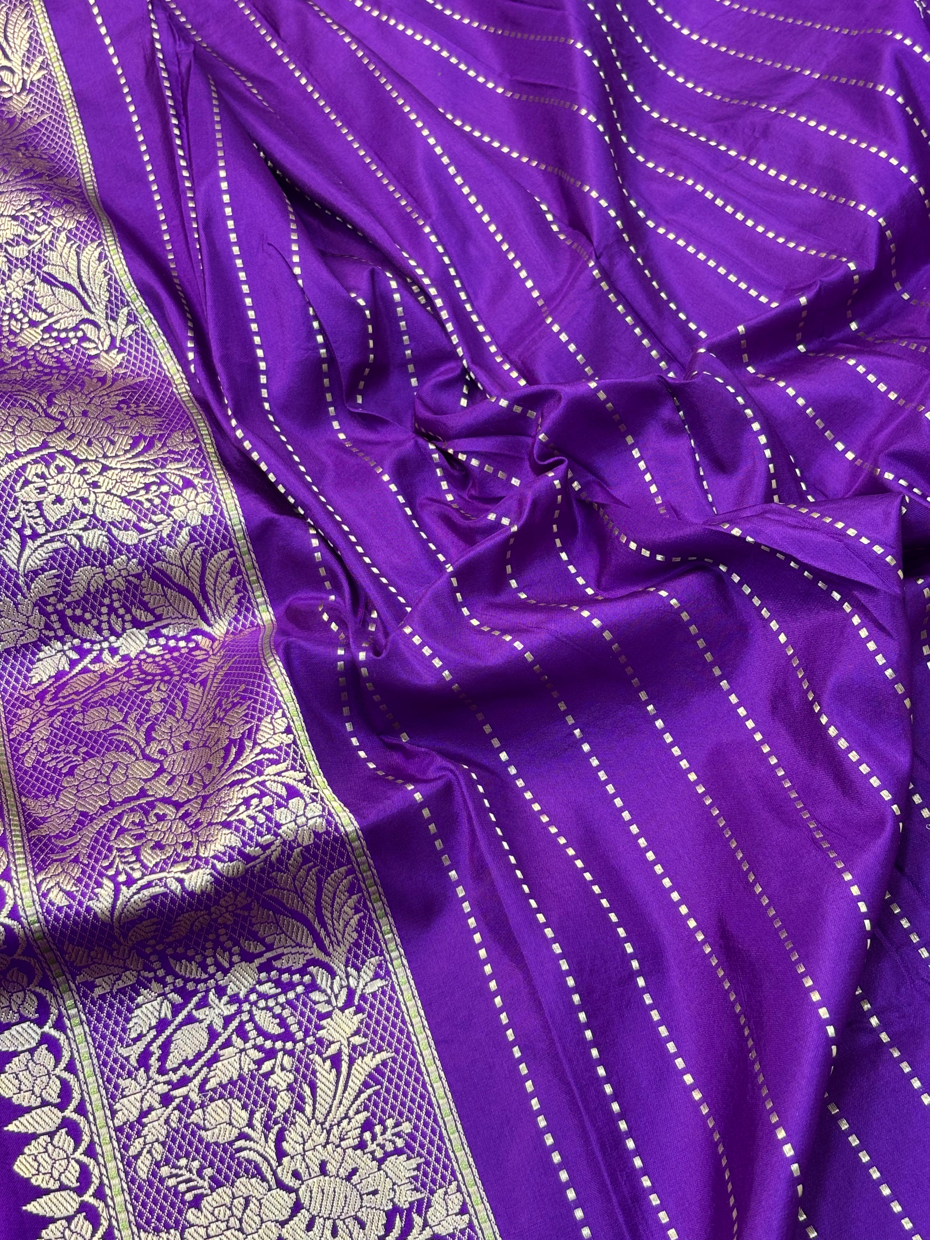 Luxury Blue Pure Katan Silk With Multi Jaal and Minakari Handwoven Banarasi Saree