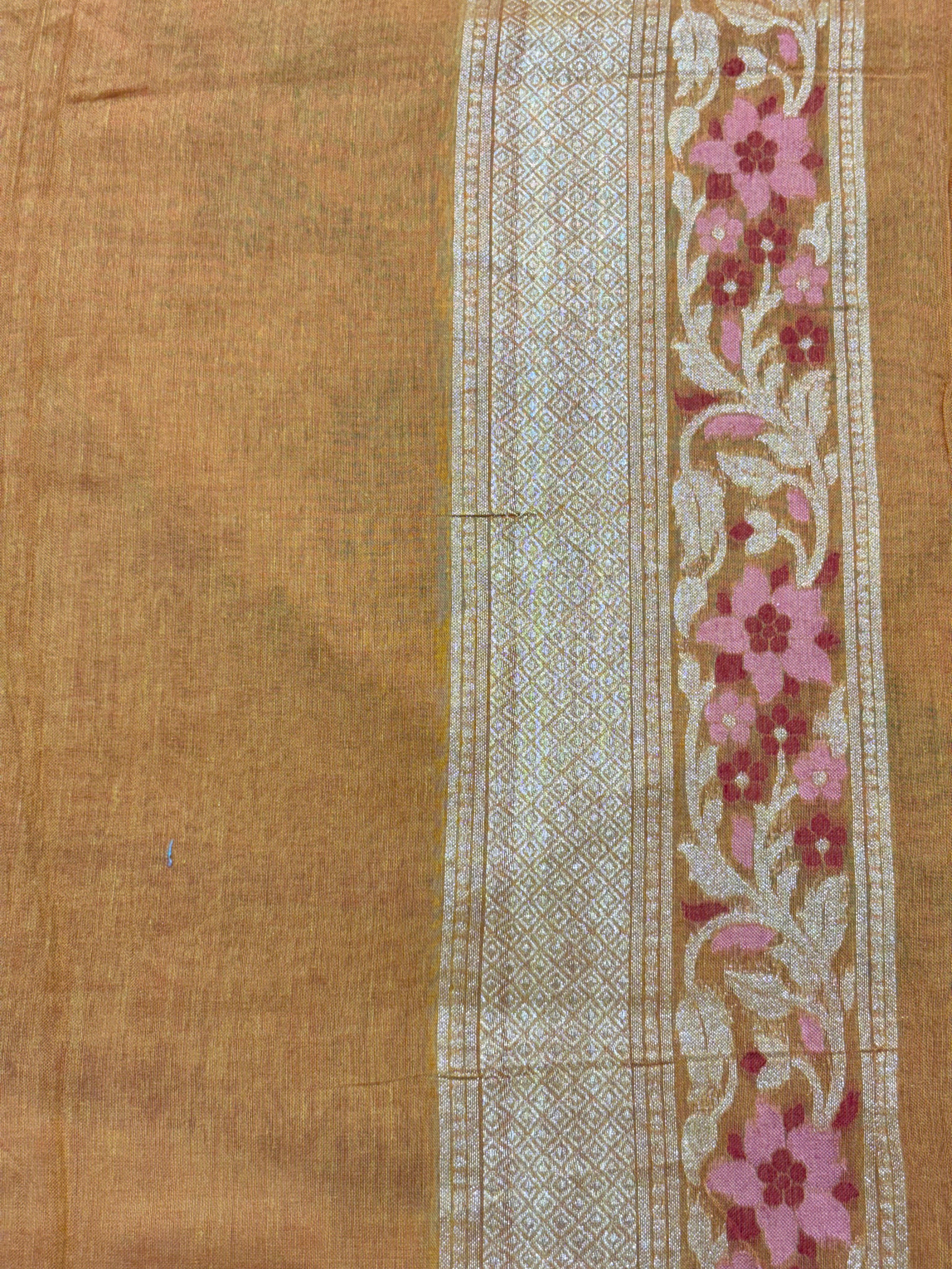 Yellow Shade Pure Cotton Inspired Jamdani Handwoven Banarasi Saree
