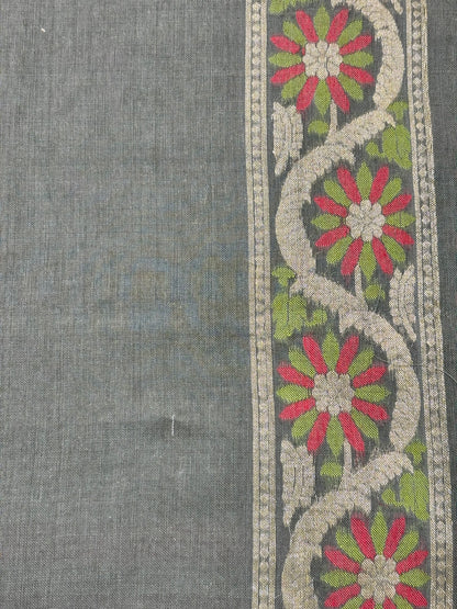 Luxury Shade Pure Cotton Inspired Jamdani Handwoven Banarasi Saree