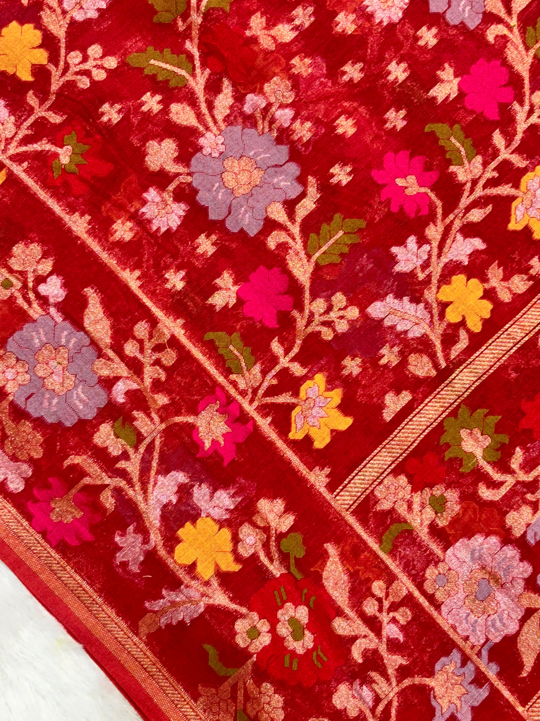 Royal Shade Pure Cotton Inspired Jamdani Handwoven Banarasi Saree