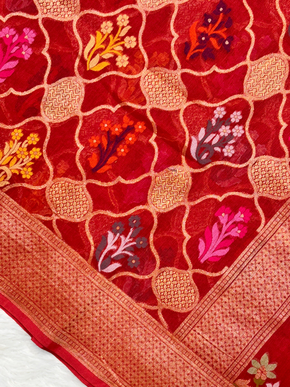 Luxury Shade Pure Cotton Inspired Jamdani Handwoven Banarasi Saree