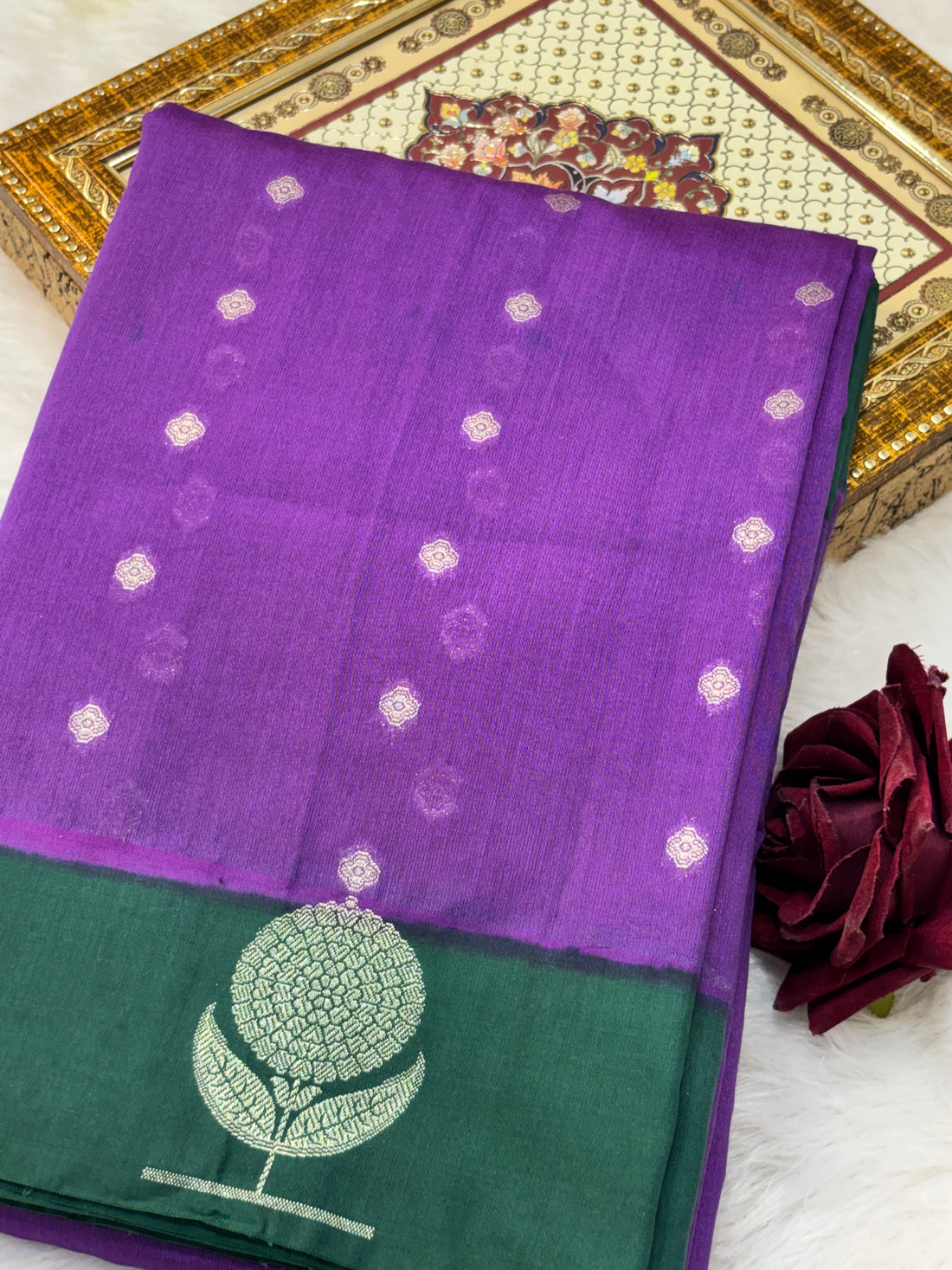 Royal Purple Pure Monga Silk Banarasi Saree