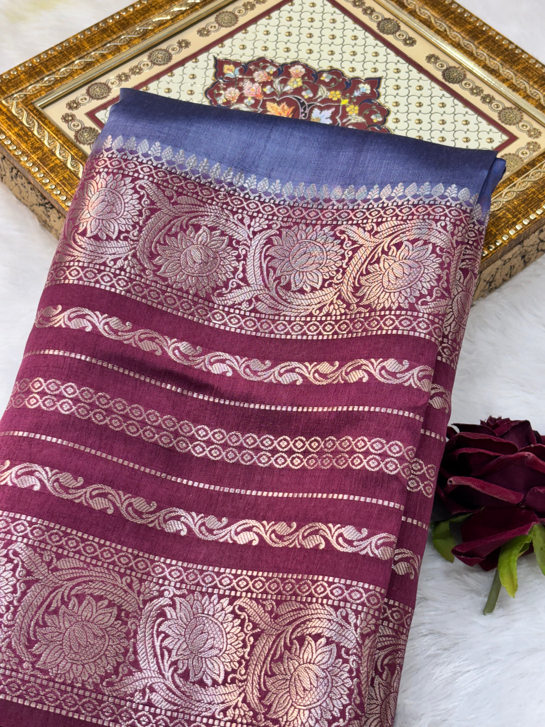 Grey Shade Pure Monga Silk Banarasi Saree