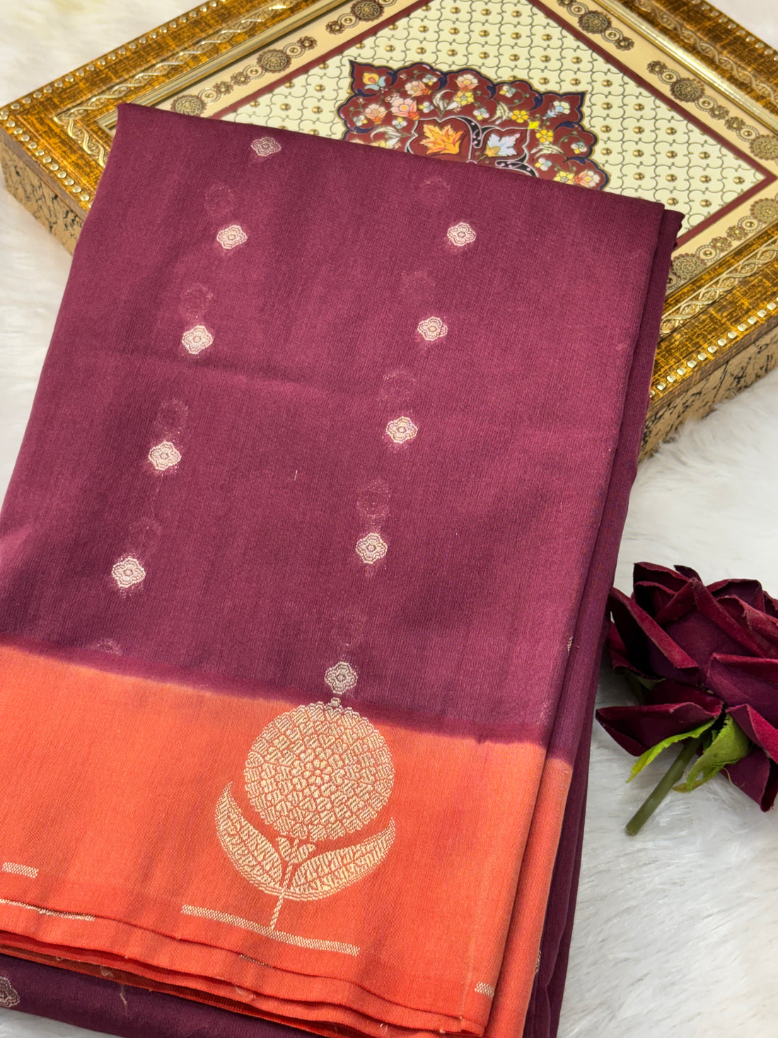 Brown Shade Pure Monga Silk Banarasi Saree
