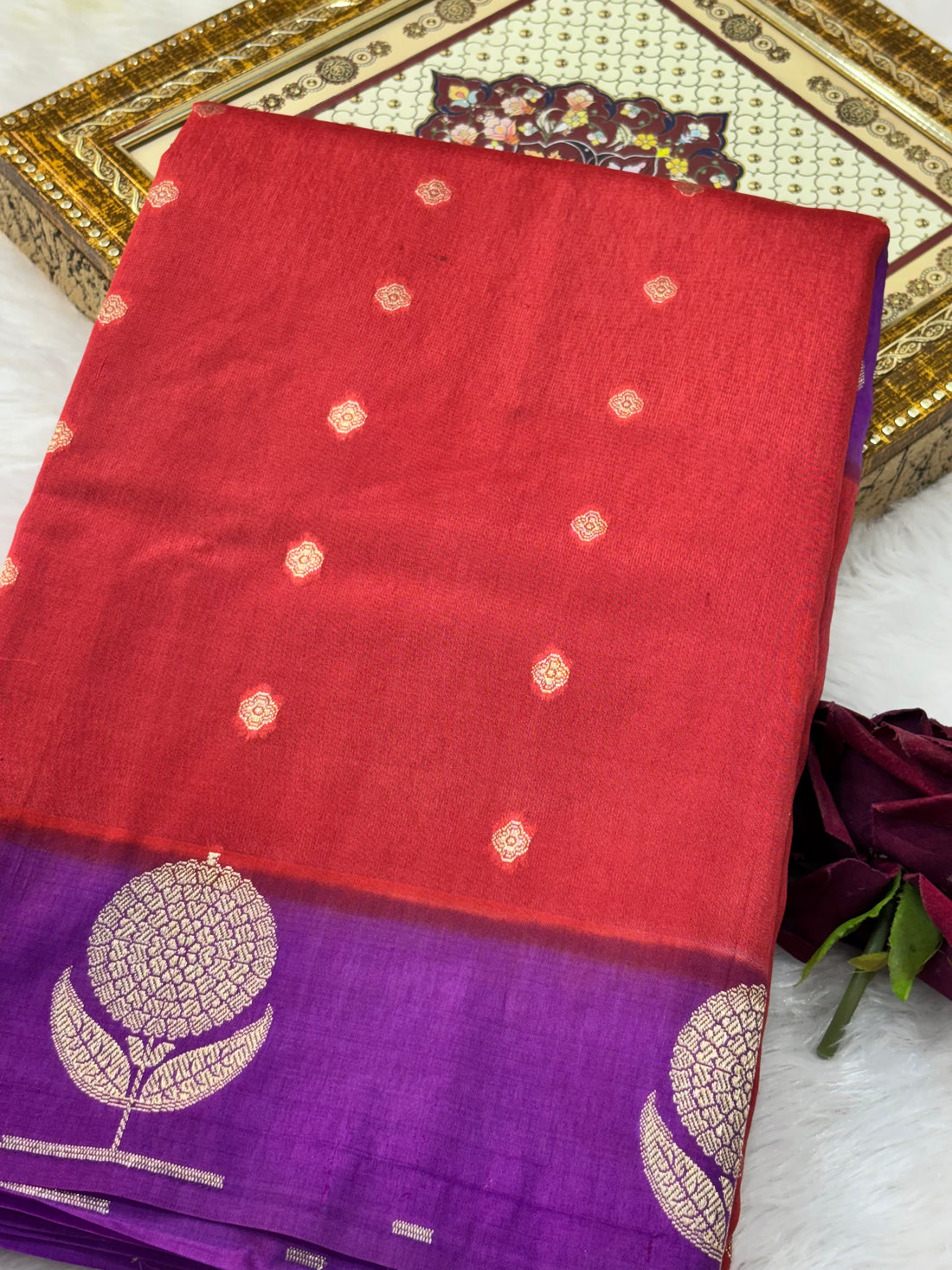 Royal Red Pure Monga Silk Banarasi Saree